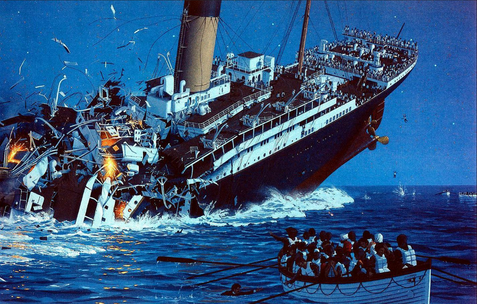 Титаник тонущий корабль тонет